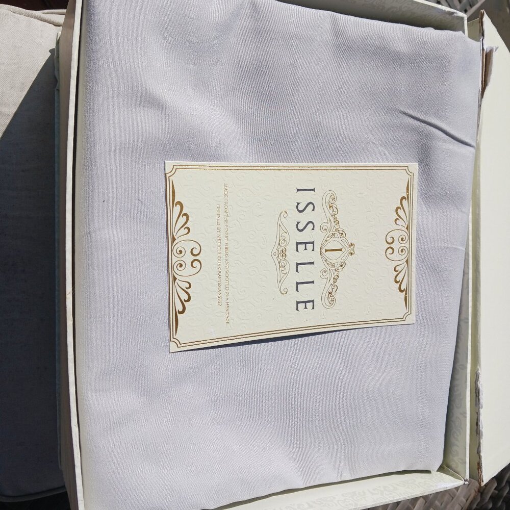 Isselle Queen sheet sets; 1 Navy Blue and 1 Dove Grey.